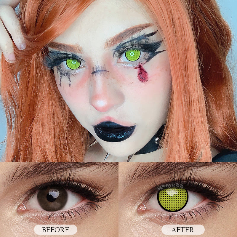 MYEYEBB Blind Yellow Manson Mesh Cosplay Colored Contact Lenses-MYEYEBB