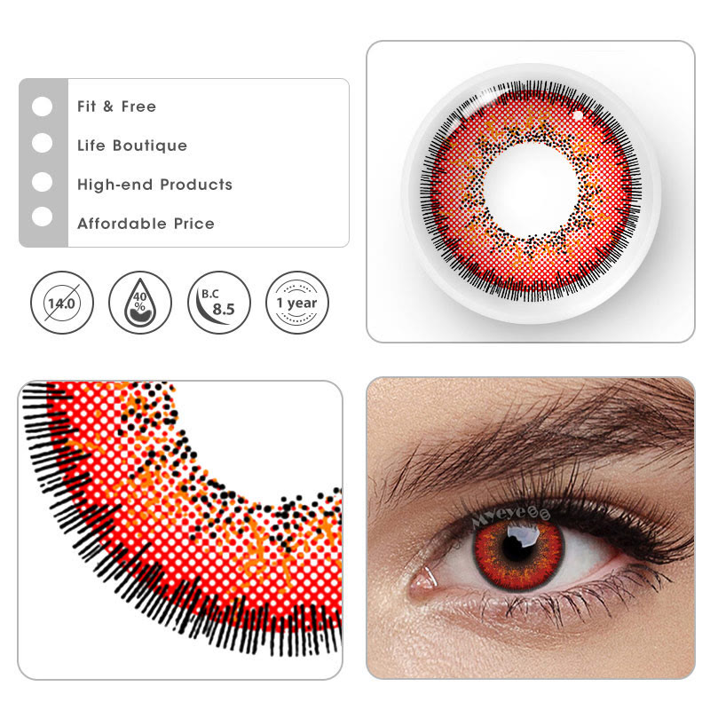 MYEYEBB Fruitage Red Prescription Cosplay Colored Contact Lenses  - image 4