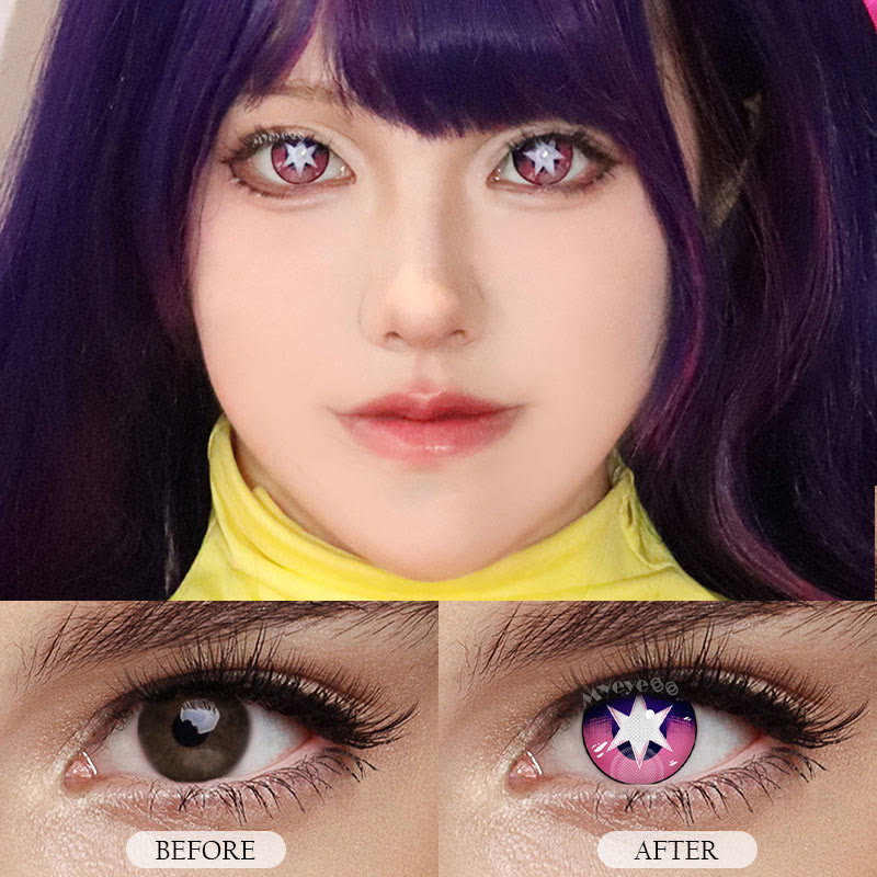 MYEYEBB Blind Ruby Hoshino Purple Cosplay Colored Contact Lenses-MYEYEBB