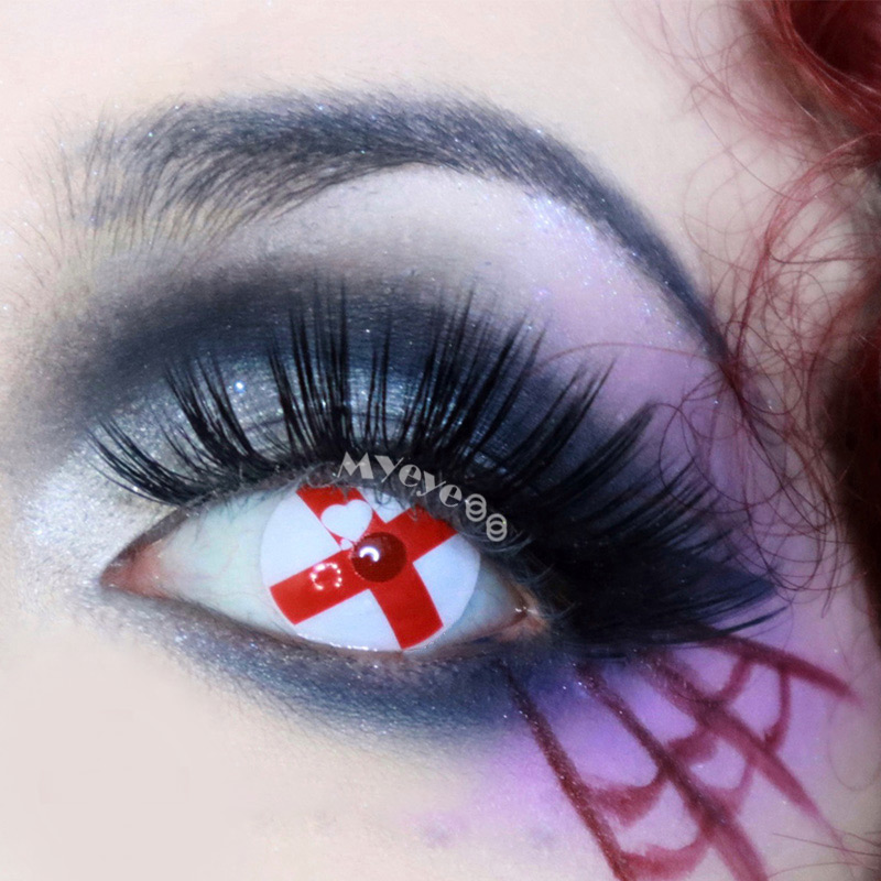 MYEYEBB Blind Red Cross Cosplay Colored Contact Lenses-MYEYEBB