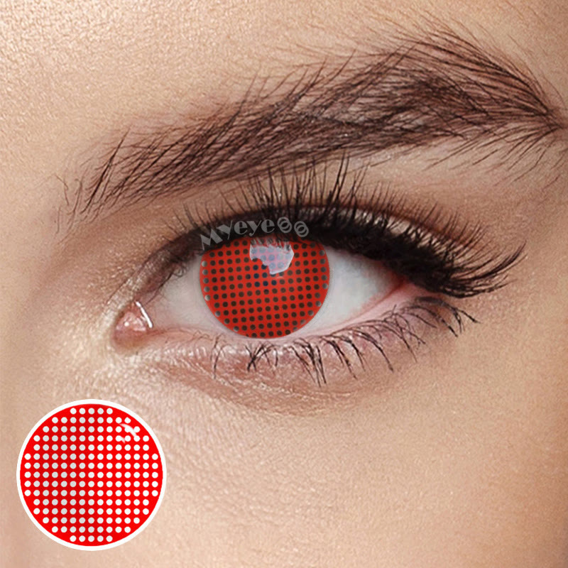 MYEYEBB Blind Red Mesh Cosplay Colored Contact Lenses-MYEYEBB