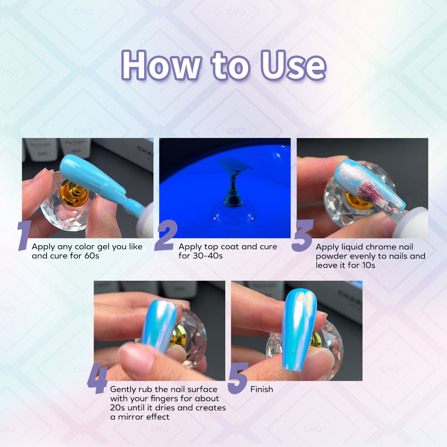 CMC Chrome Mirror Powder Gel Polish Set- 6pcs