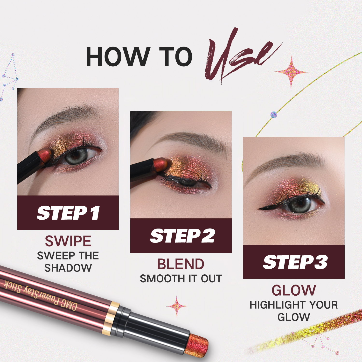 CHARMACY New Duochrome Long Stay Eyeshadow Stick  Creamy Eye Shadow Stick