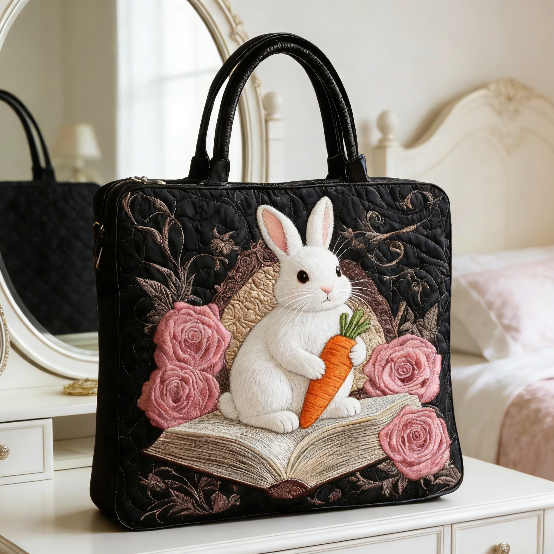  Bunny & Carrot Quilted Tote Bag