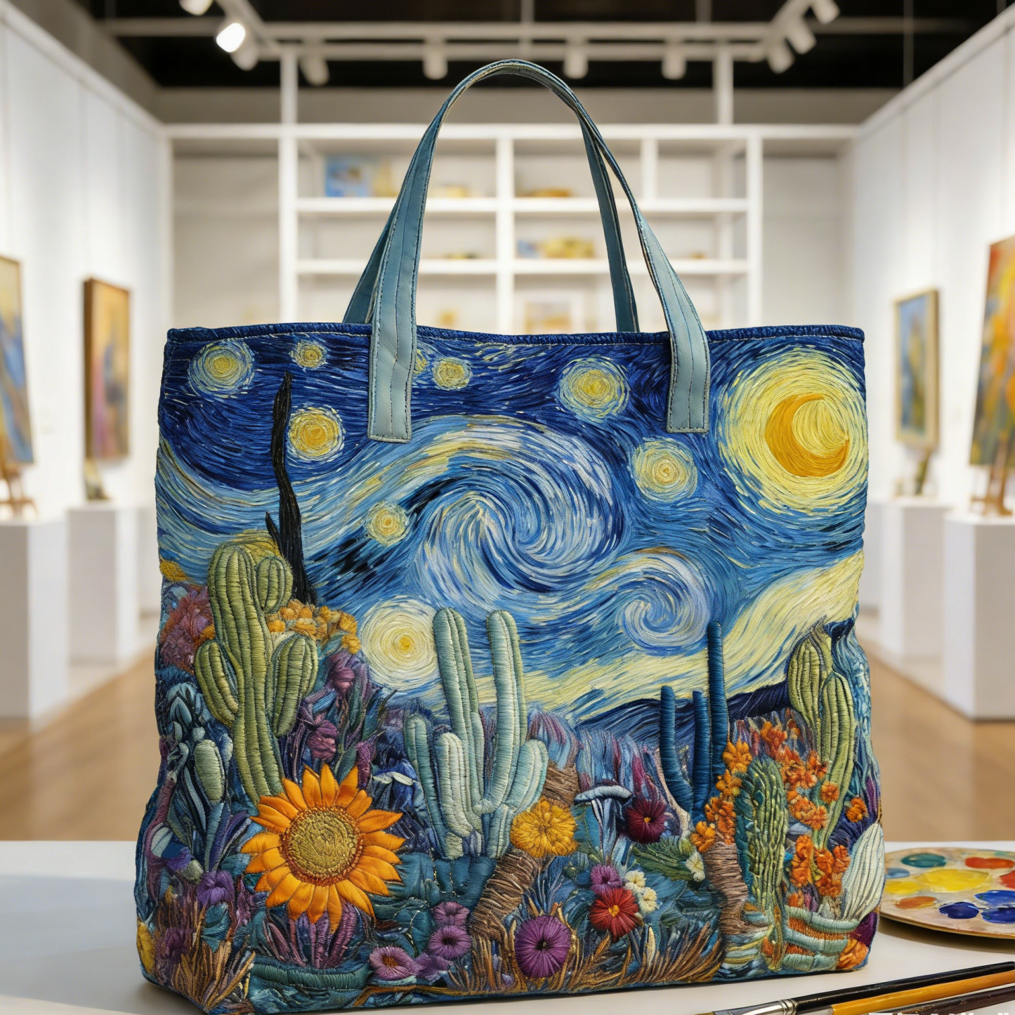 Moonlit Meow QuiltedTote Bag