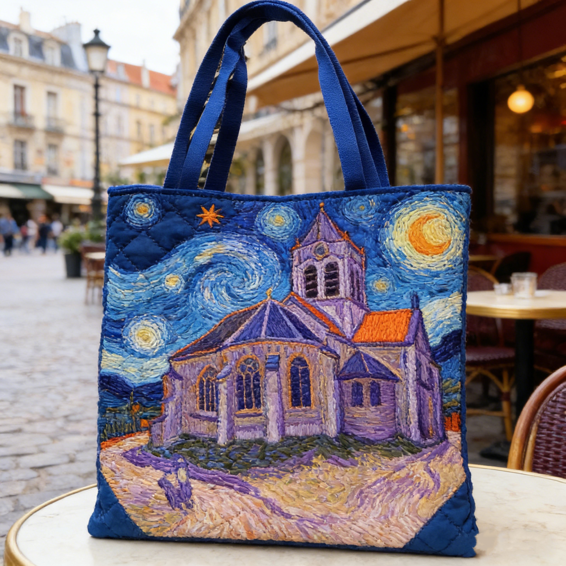 Moonlit Meow QuiltedTote Bag