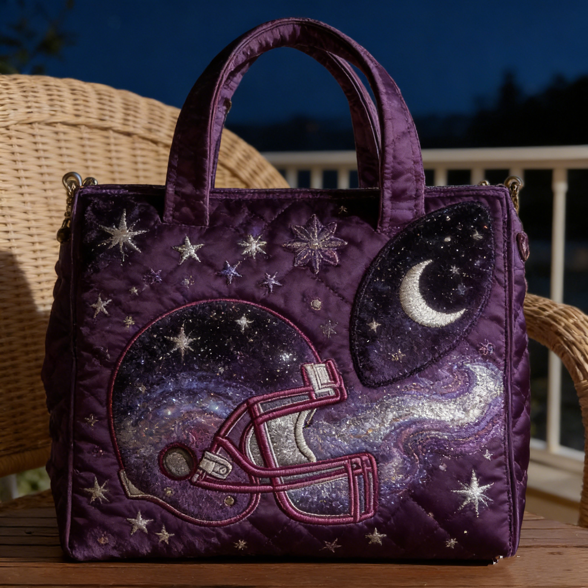 Galaxy Football Helmet Quilted Tote Bag NV51000