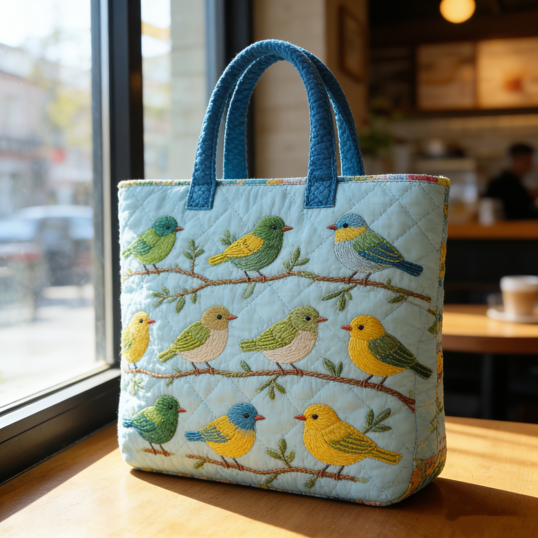 Cozy Bird Quilted Tote Bag