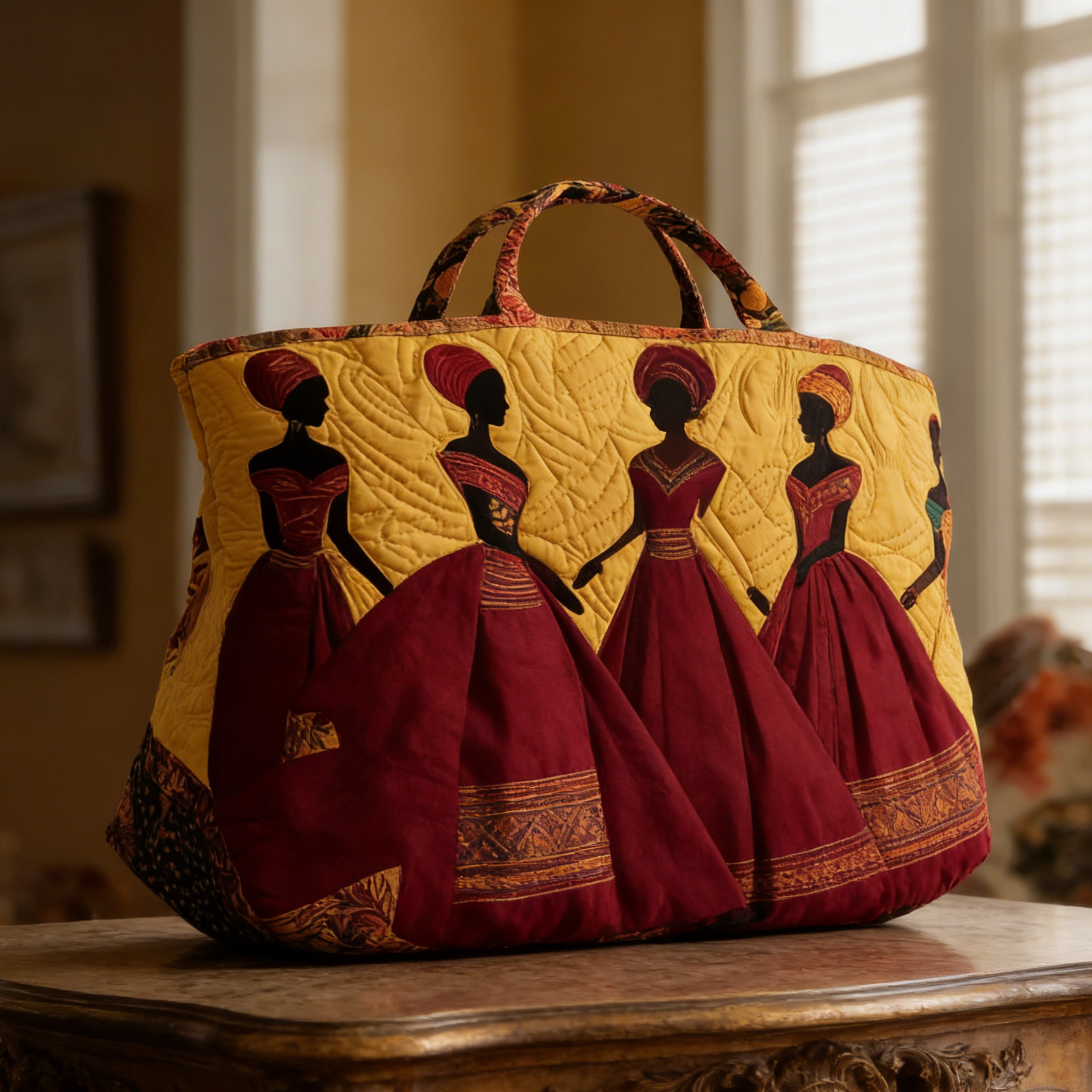 Elegant African Women Art Quilted Tote Bag DH9268