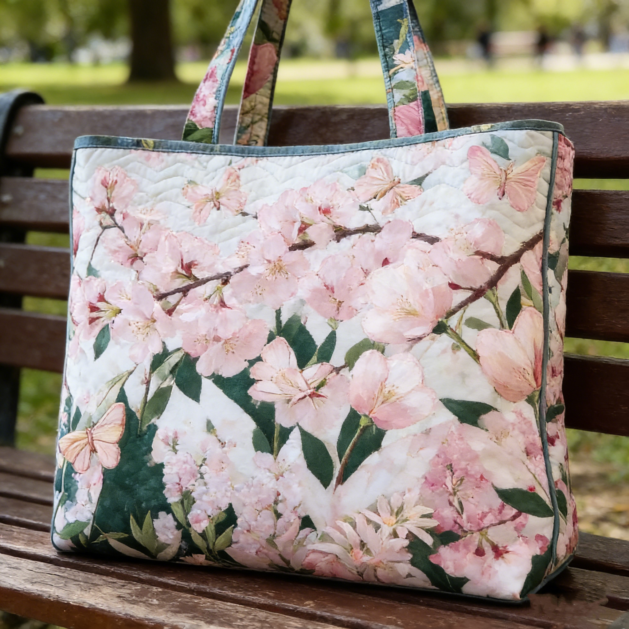 Spring-Inspired Blossom Quilted Tote Bag UVWXRQ264