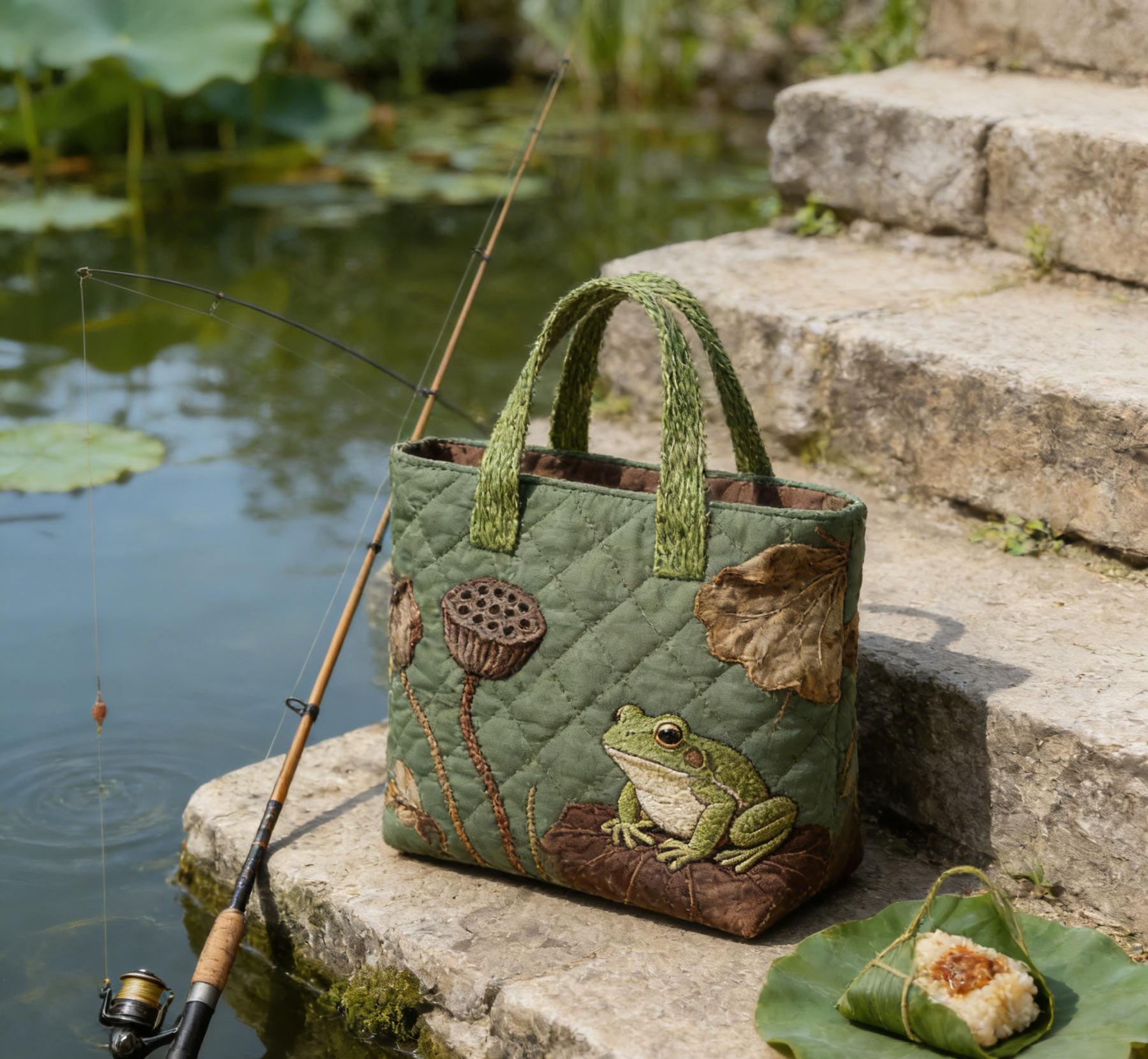 Moonlit Meow QuiltedTote Bag