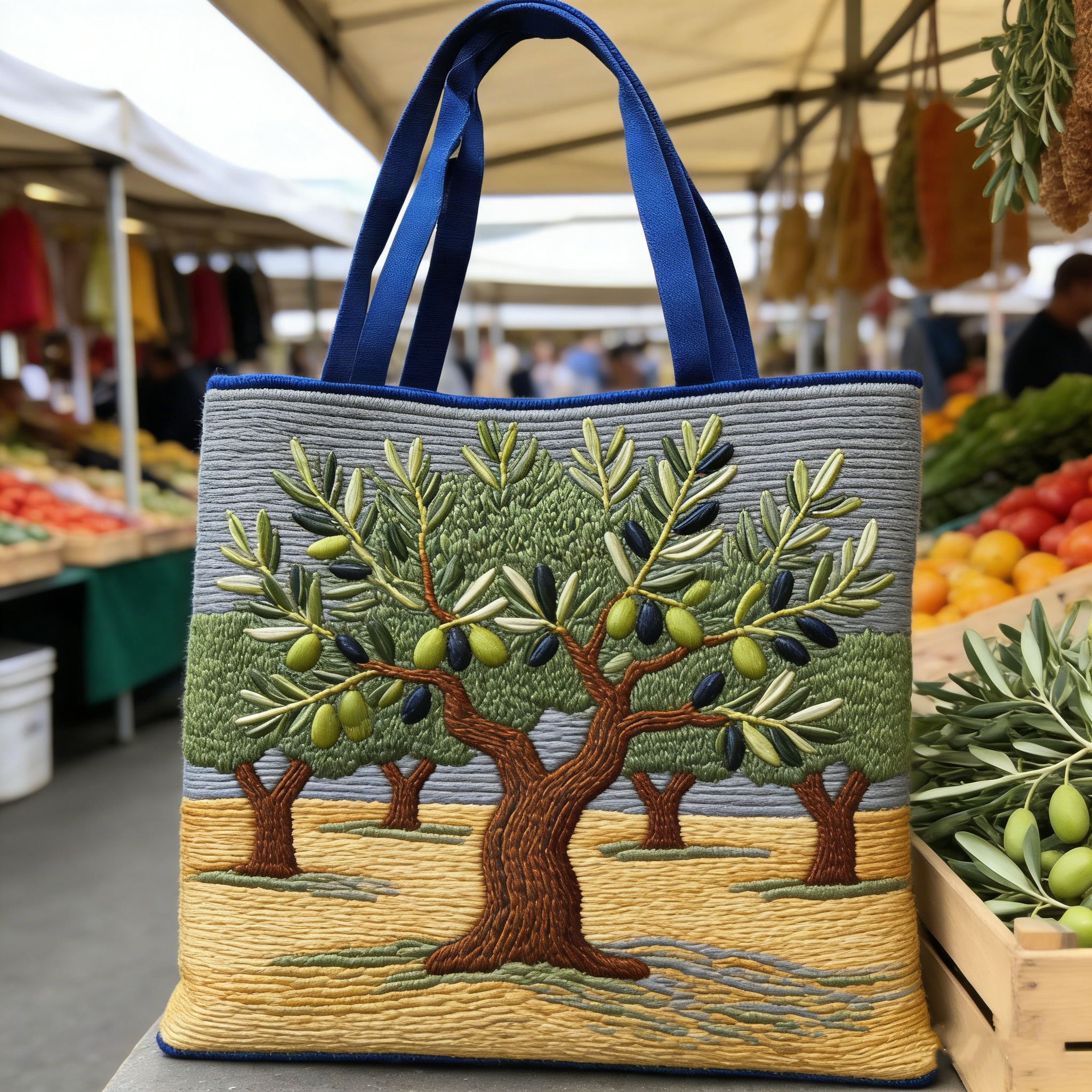 Van Gogh Olive Grove Quilted Tote Bag