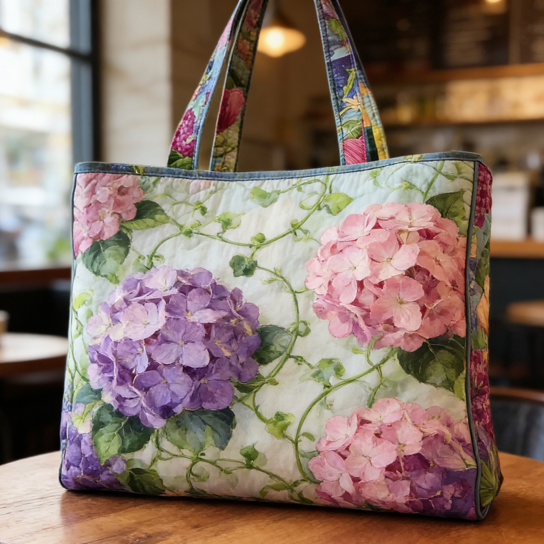 Floral Hydrangea Quilted Tote Bag YZABRS703