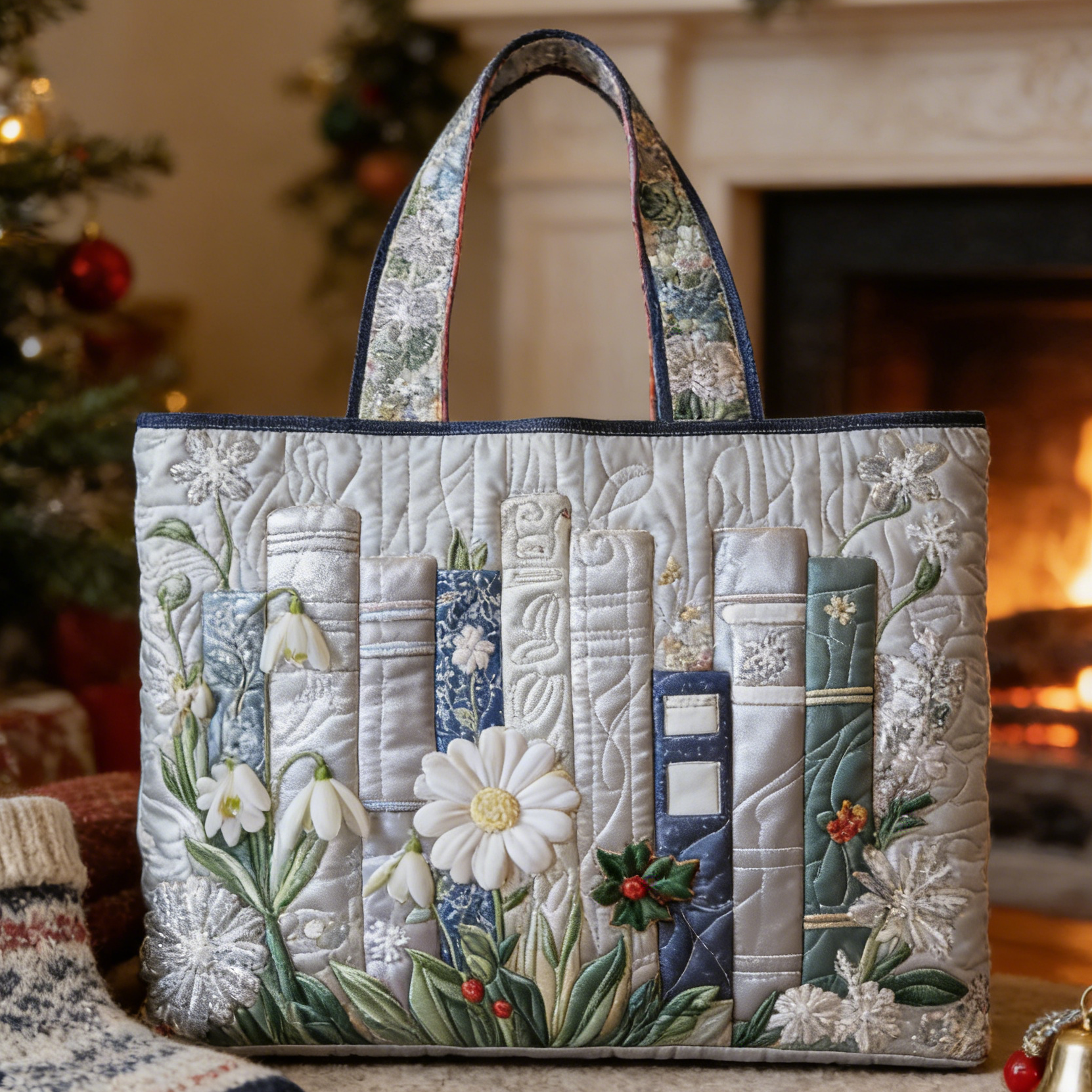 Winter Book & Snowdrop Quilted Tote Bag WNCM7925