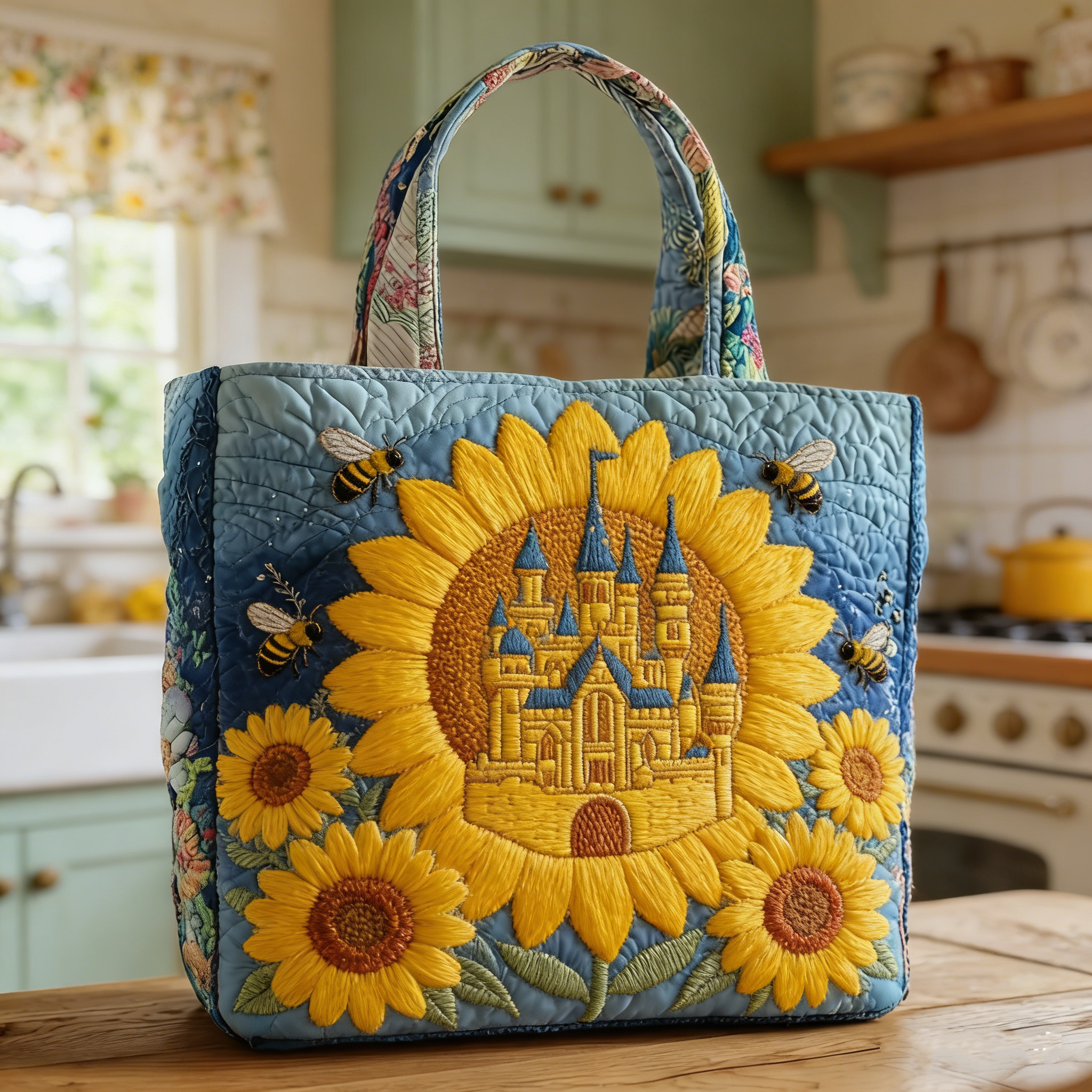 Sunflower Castle Quilted Tote Bag QL51400