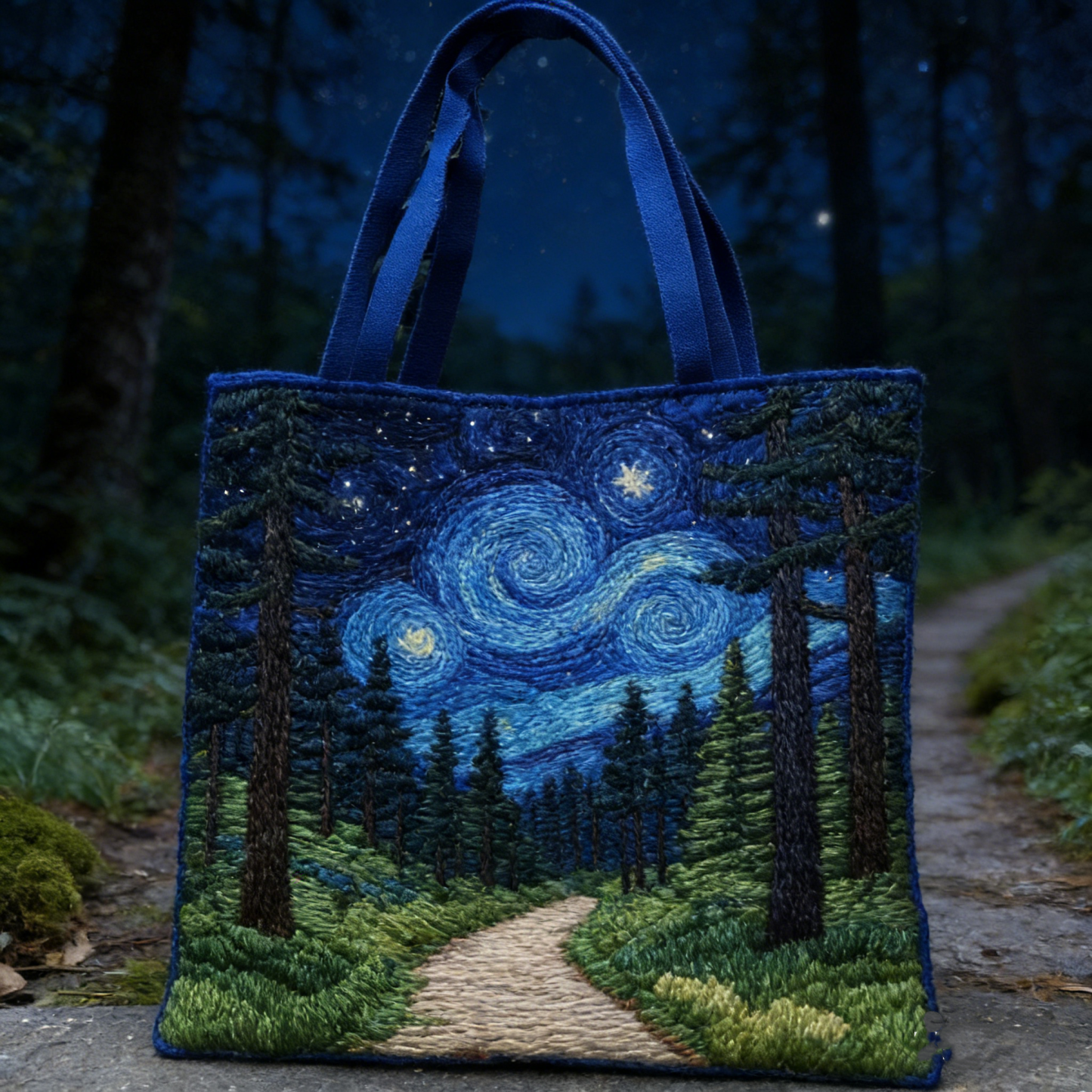 Moonlit Meow QuiltedTote Bag