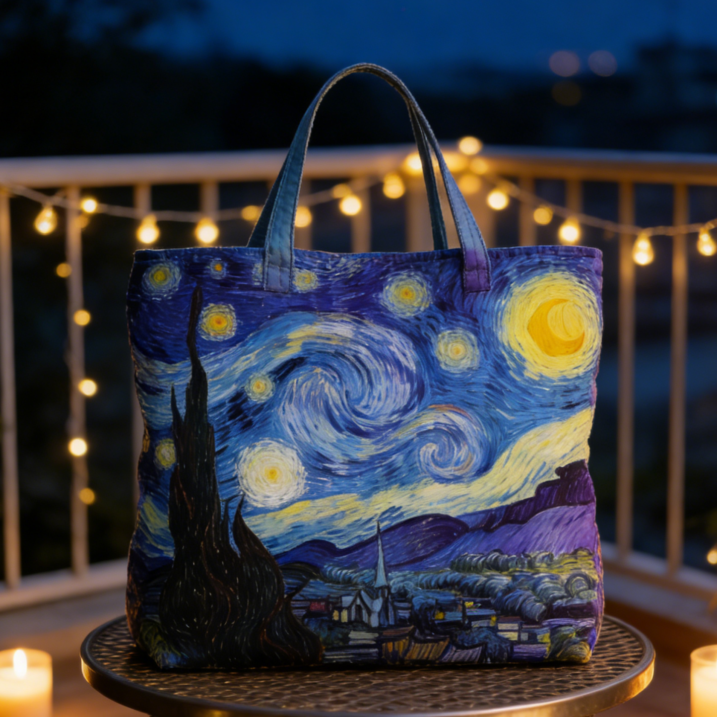 Moonlit Meow QuiltedTote Bag