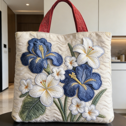 Blue & White Floral Quilted Tote Bag VWXYBC647