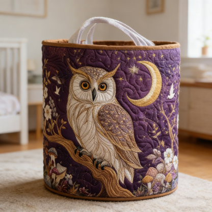 Mystical Moonlit Owl Quilted Laundry Basket IXEK3067