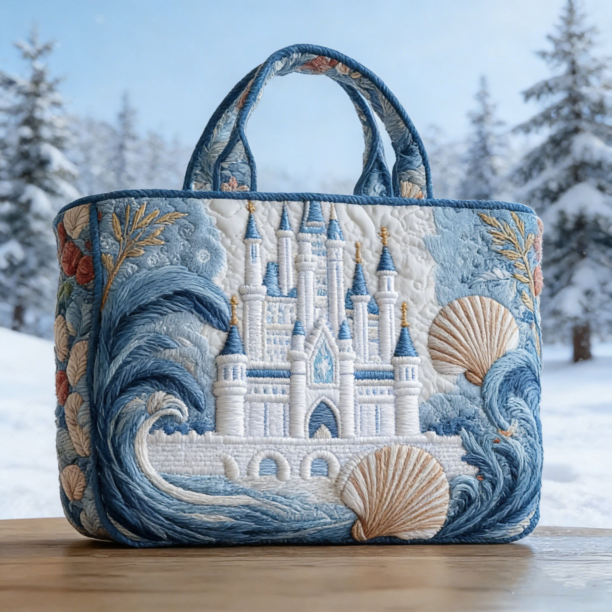 Winter Coastal Castle Quilted Tote Bag HM51800
