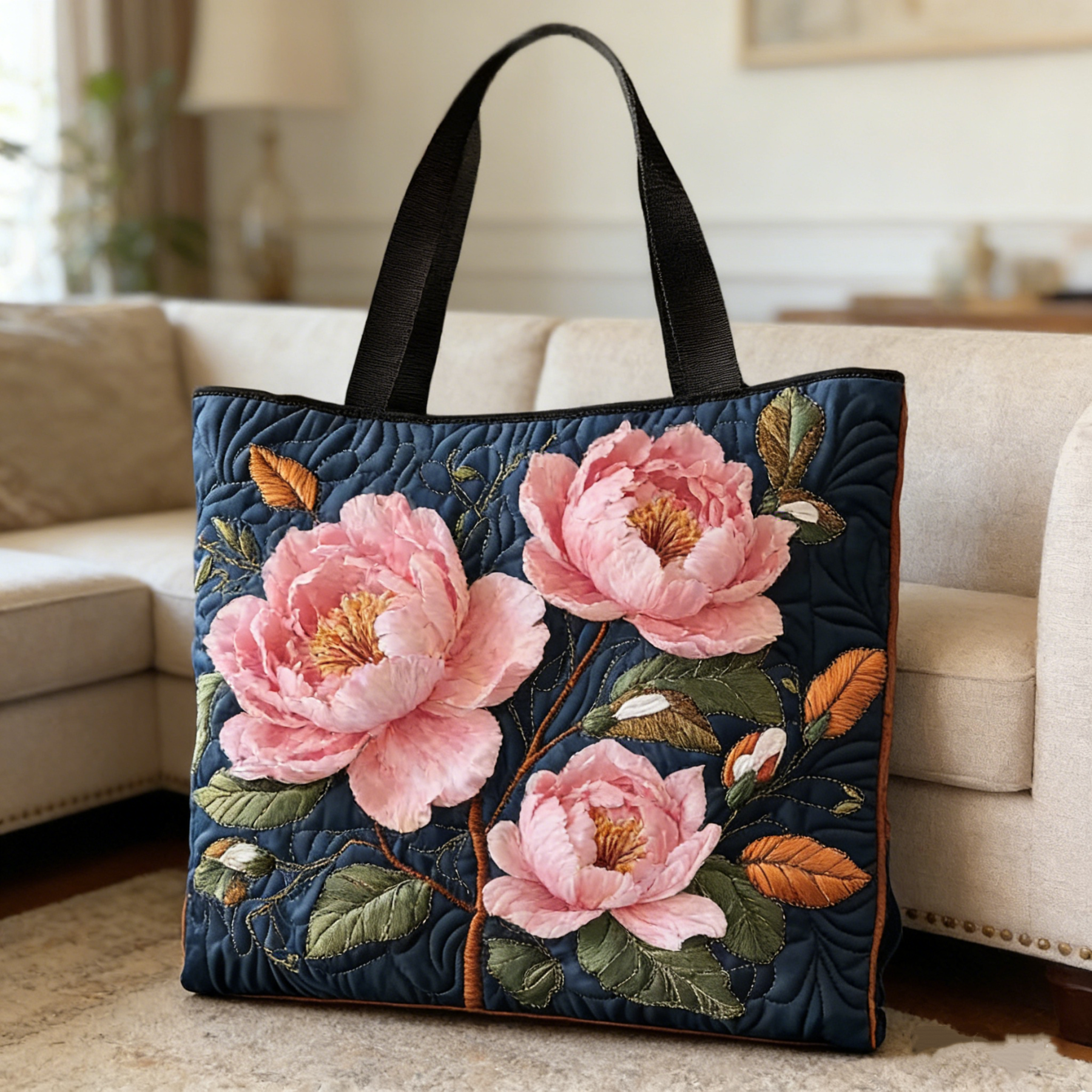 Moonlit Meow QuiltedTote Bag