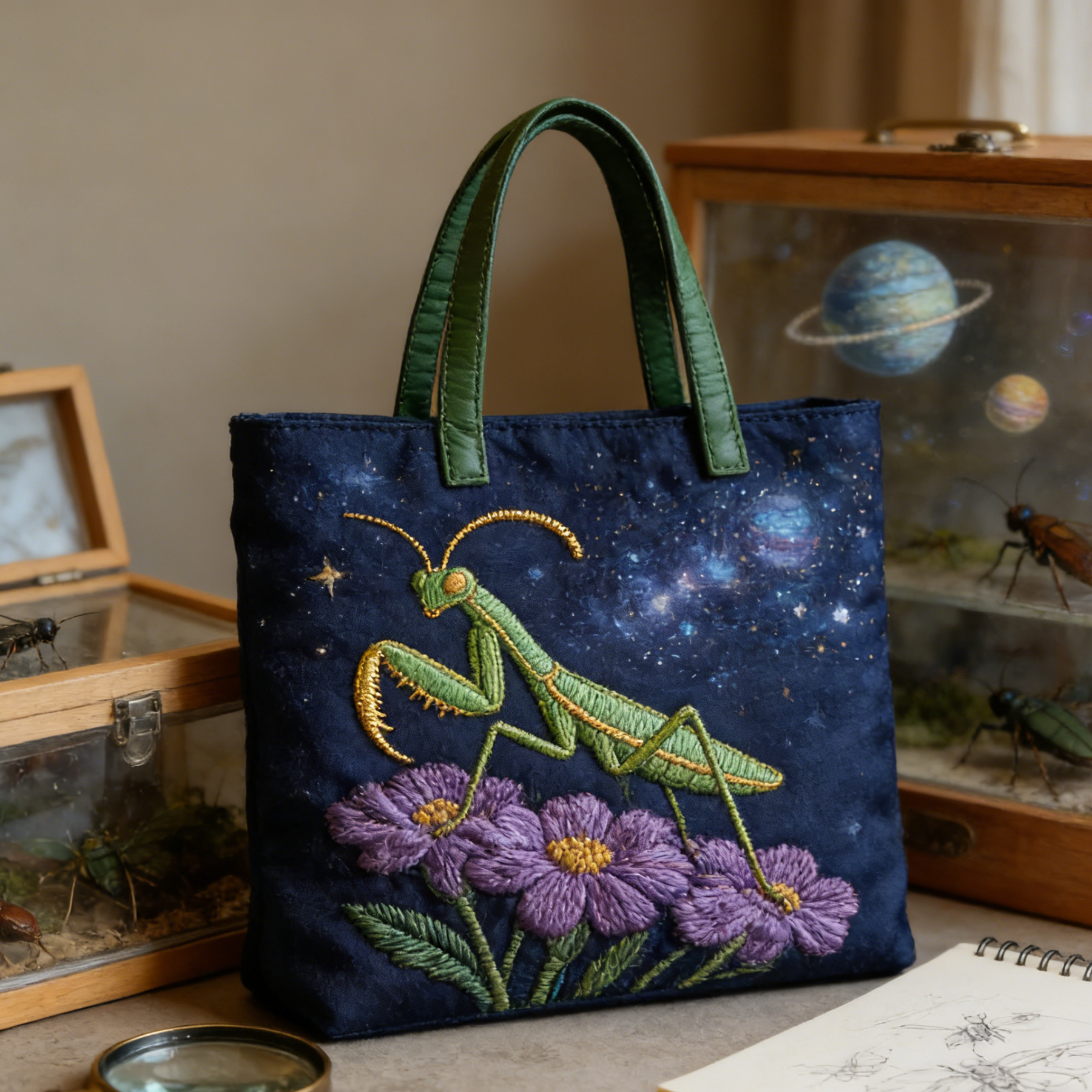 Moonlit Meow QuiltedTote Bag