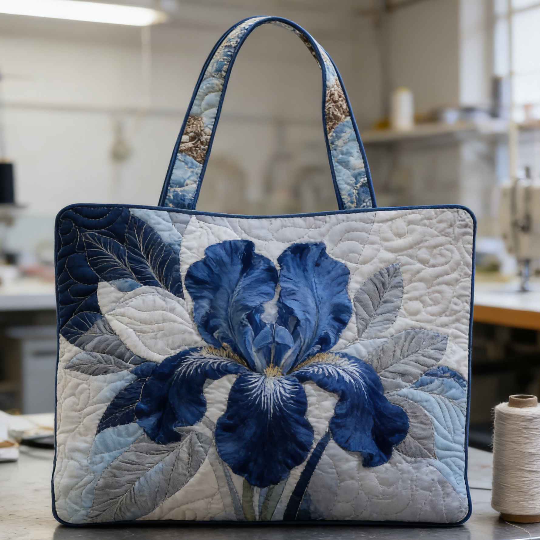 Indigo Iris Quilted Tote Bag KZRP1539