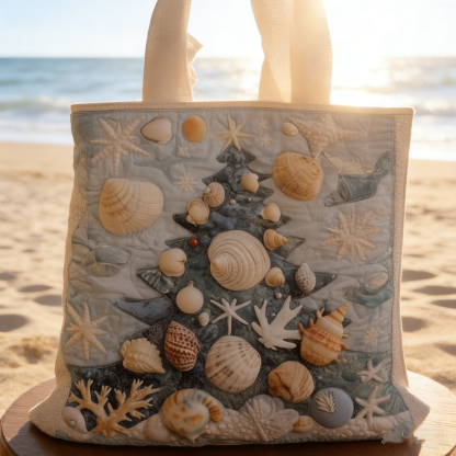 Seashell Christmas Tree Quilted Tote Bag ZY50100