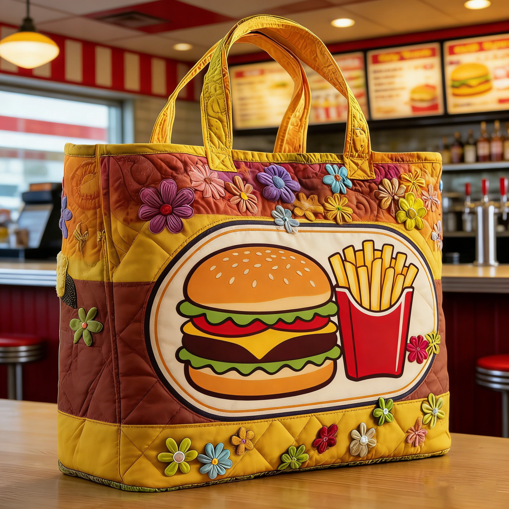 Burger & Fries Quilted Tote Bag JX50100
