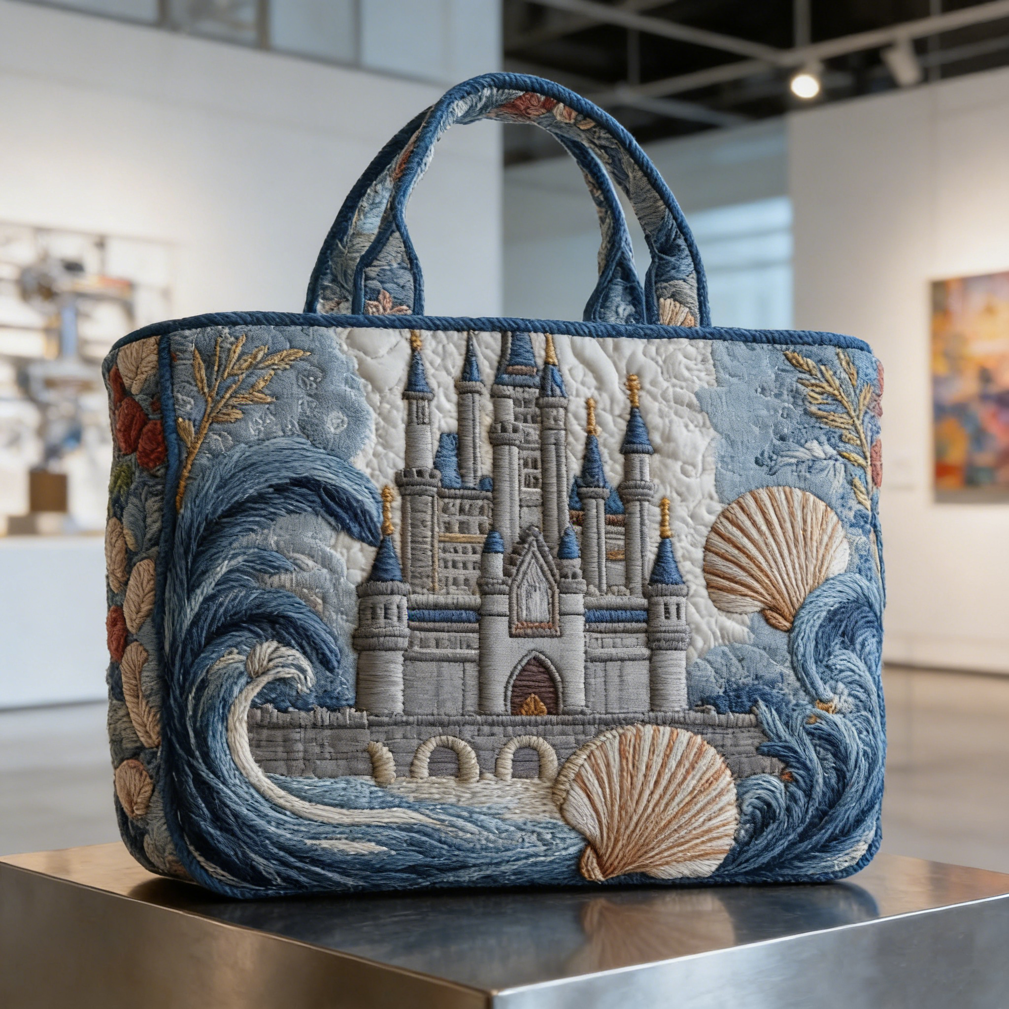 Gallery-Worthy Coastal Castle Quilted Tote Bag ZC51900