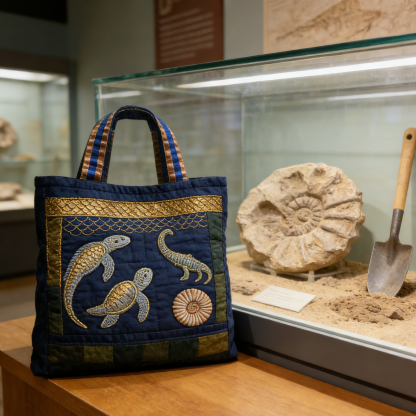 Paleontology Adventure Embroidery Tote Bag