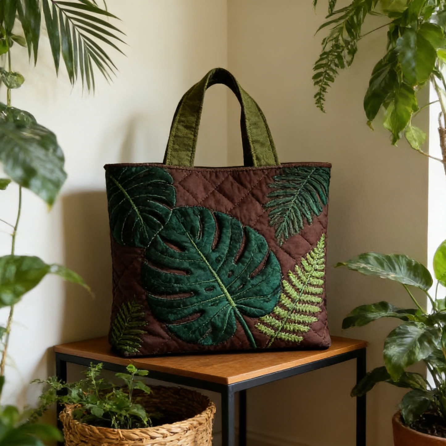 Moonlit Meow QuiltedTote Bag