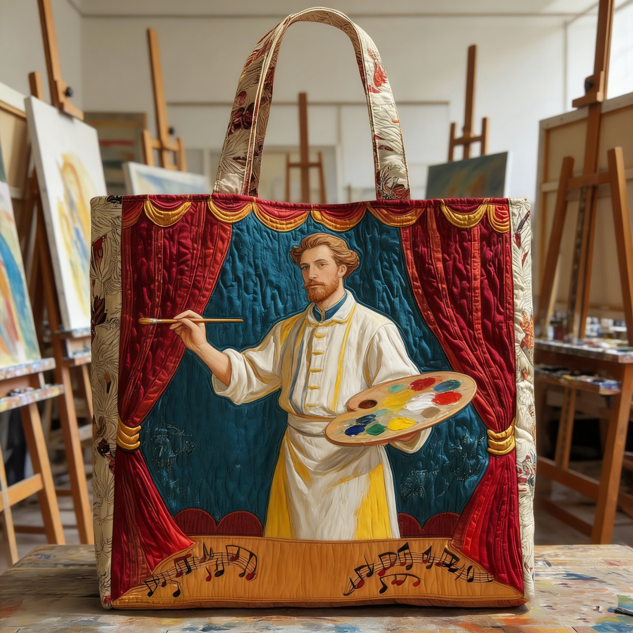 Artist Curtain Quilted Tote Bag