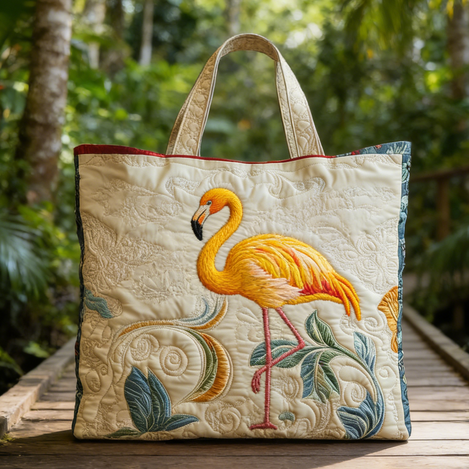 Tropical Flamingo Quilted Tote Bag UCFH135