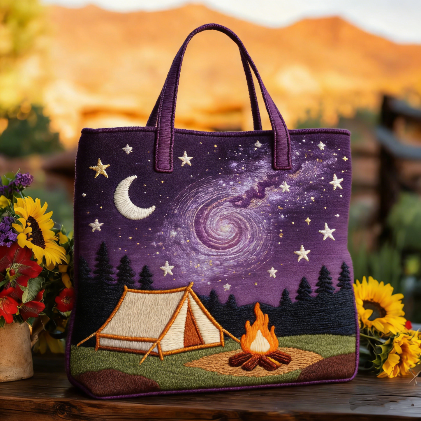 Moonlit Meow QuiltedTote Bag