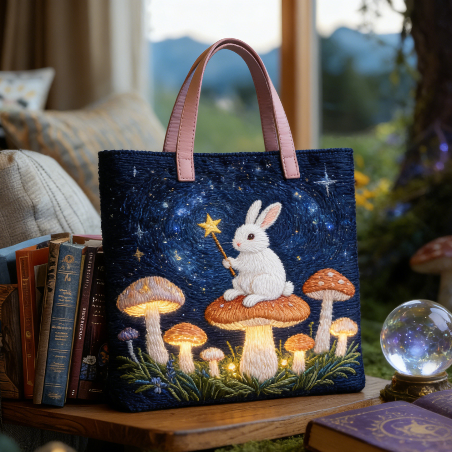 Moonlit Meow QuiltedTote Bag