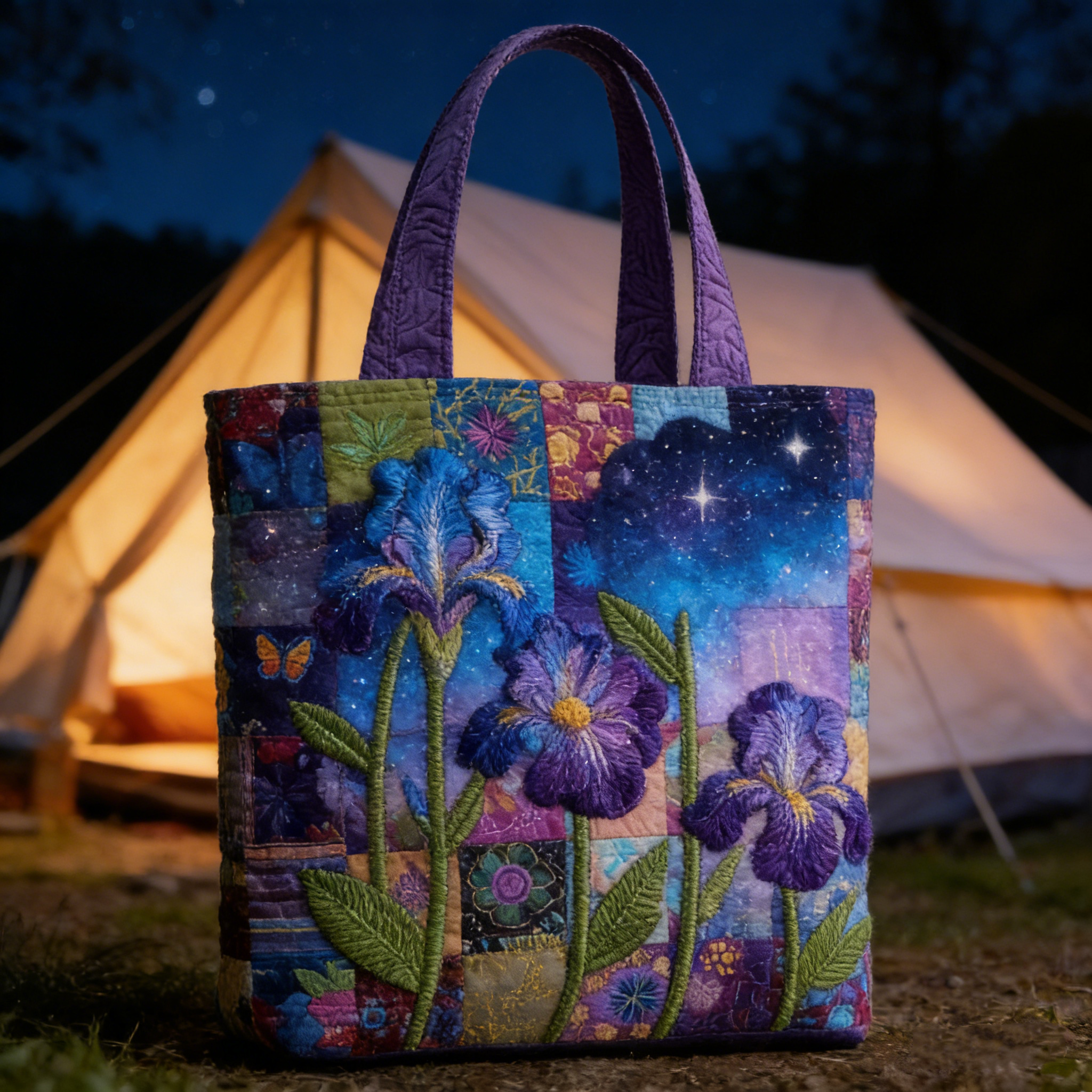 Starry Night Iris Quilted Tote Bag ZY7140