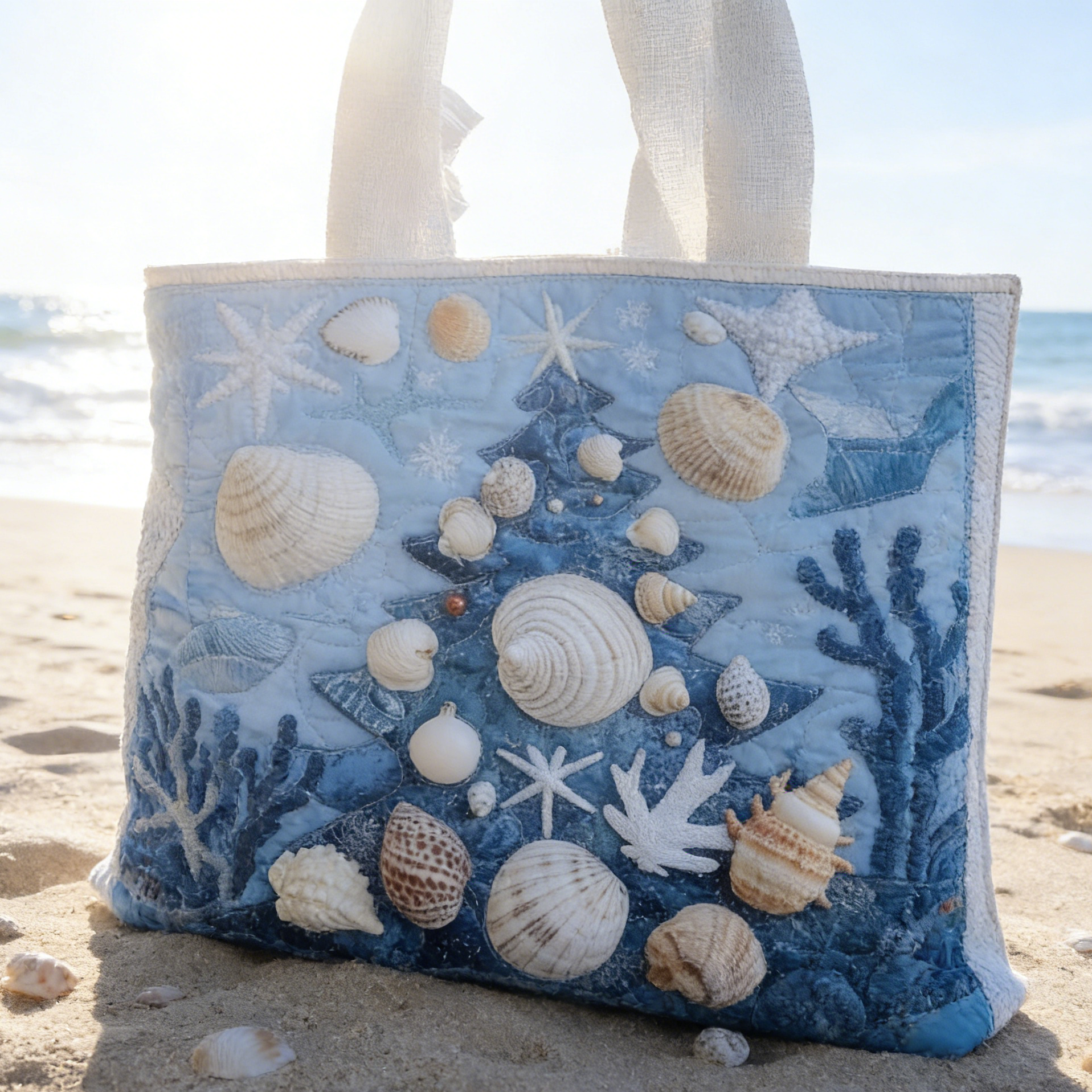 Seashell & Coral Quilted Tote Bag UH50300