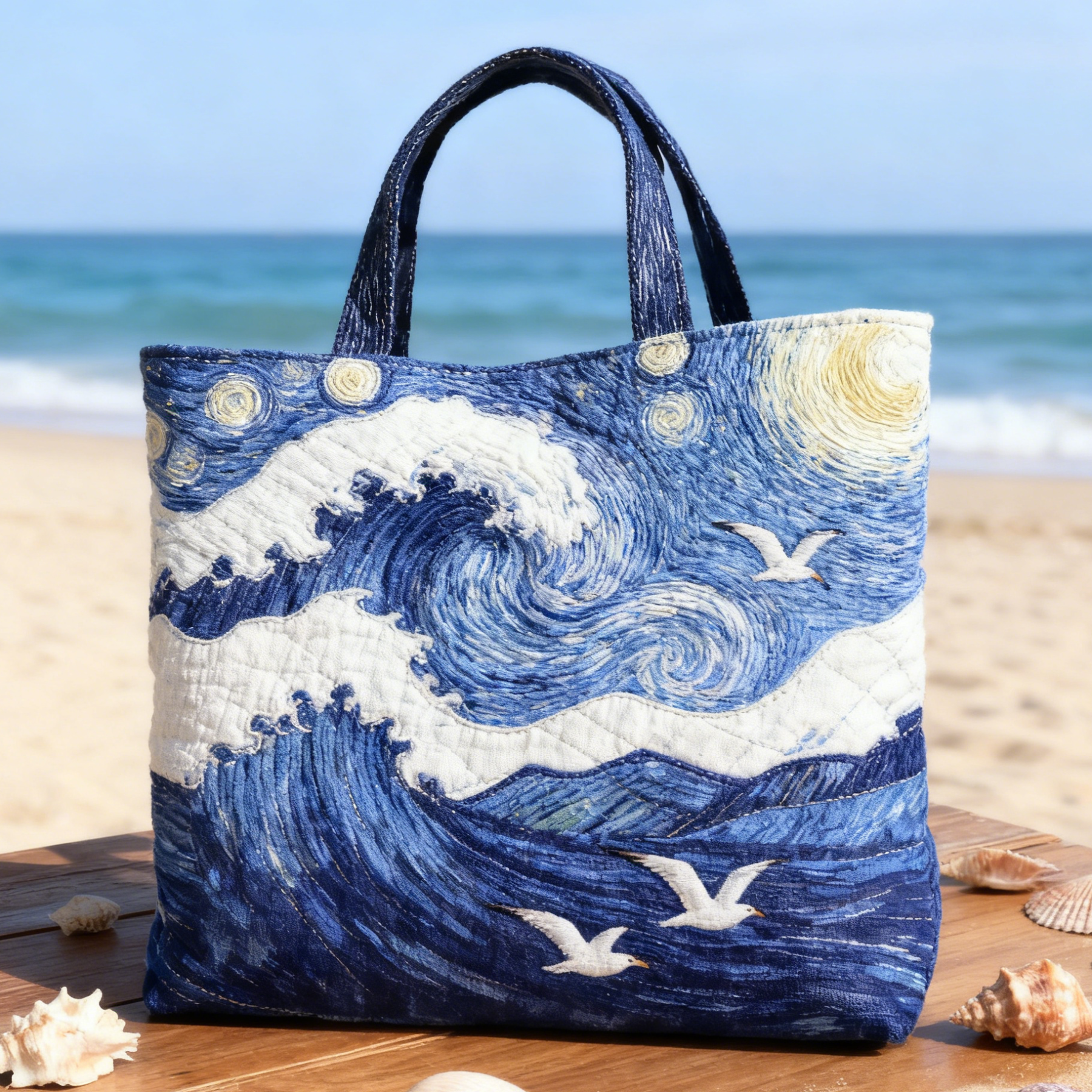 Moonlit Meow QuiltedTote Bag