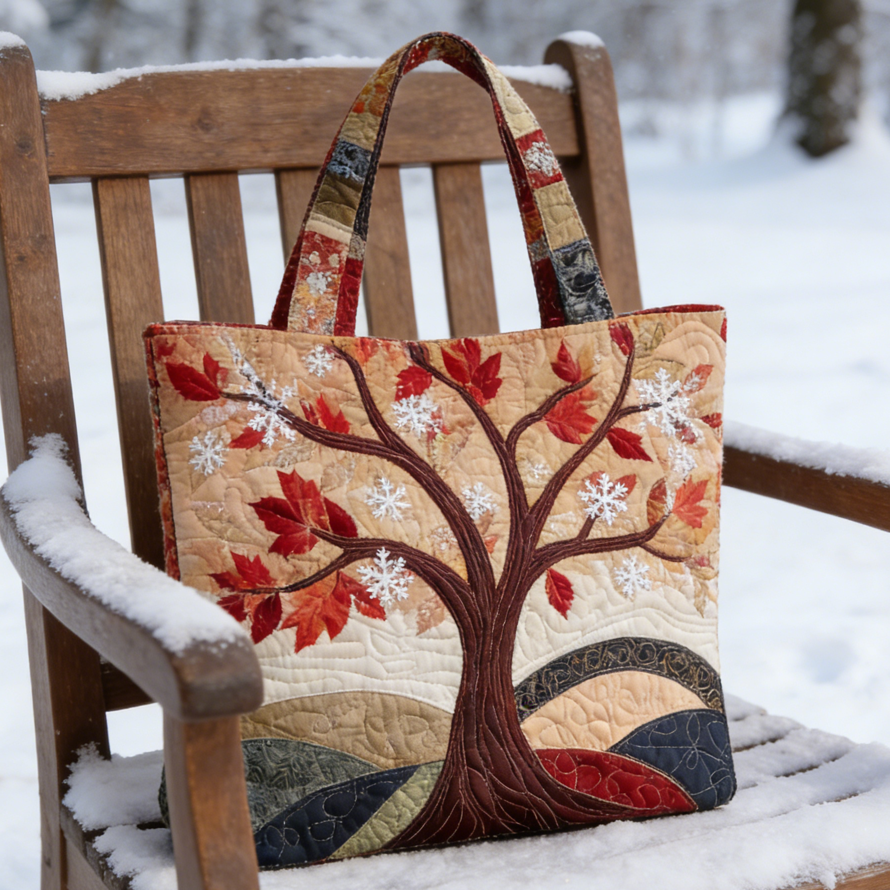 Winter Maple Tree Quilted Tote Bag PEGF9258
