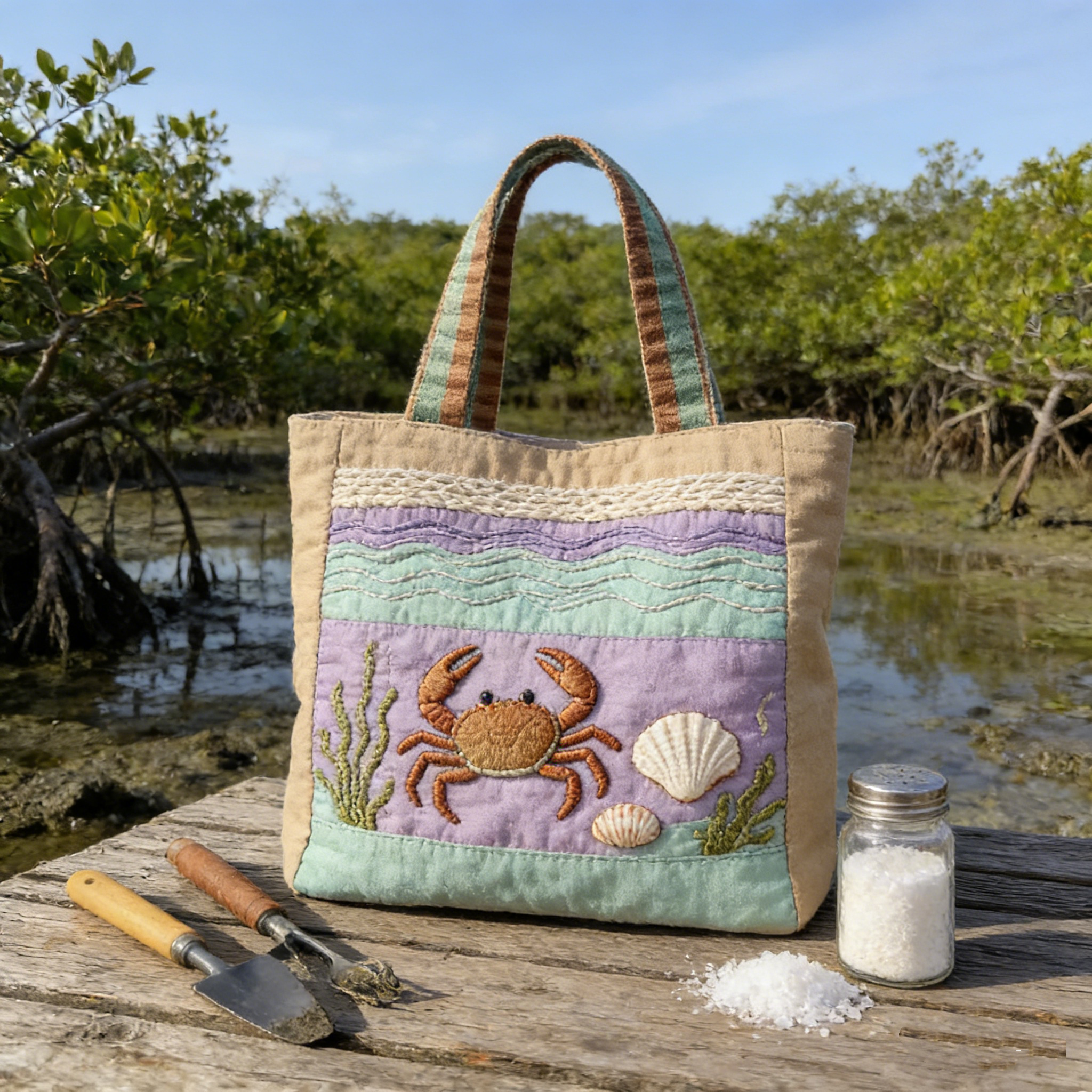 Tide Pool Quilted Tote Bag