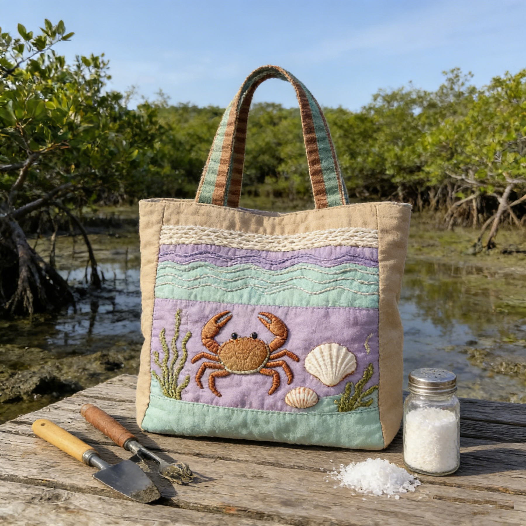 Moonlit Meow QuiltedTote Bag