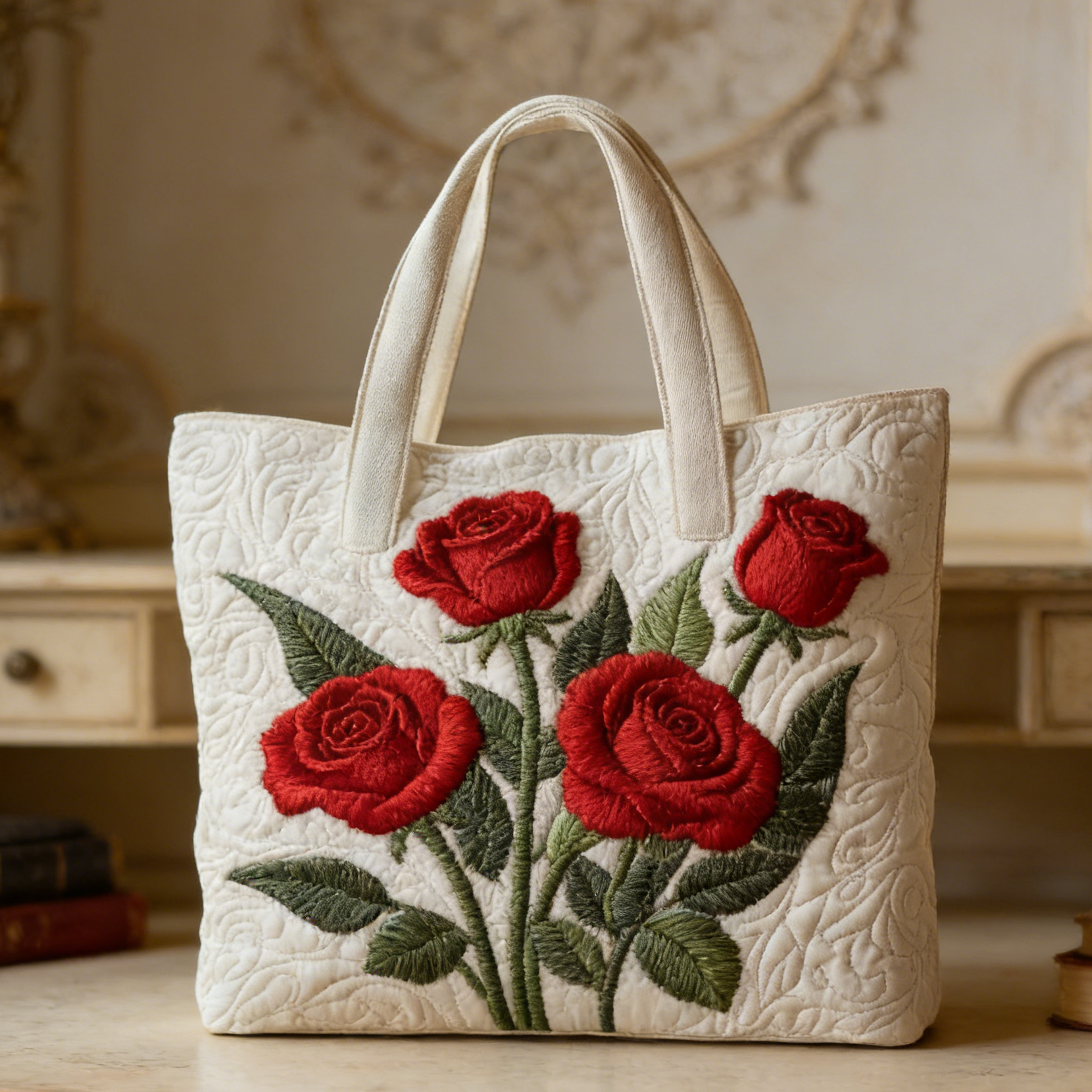 Red Rose Quilted Tote Bag YLX149