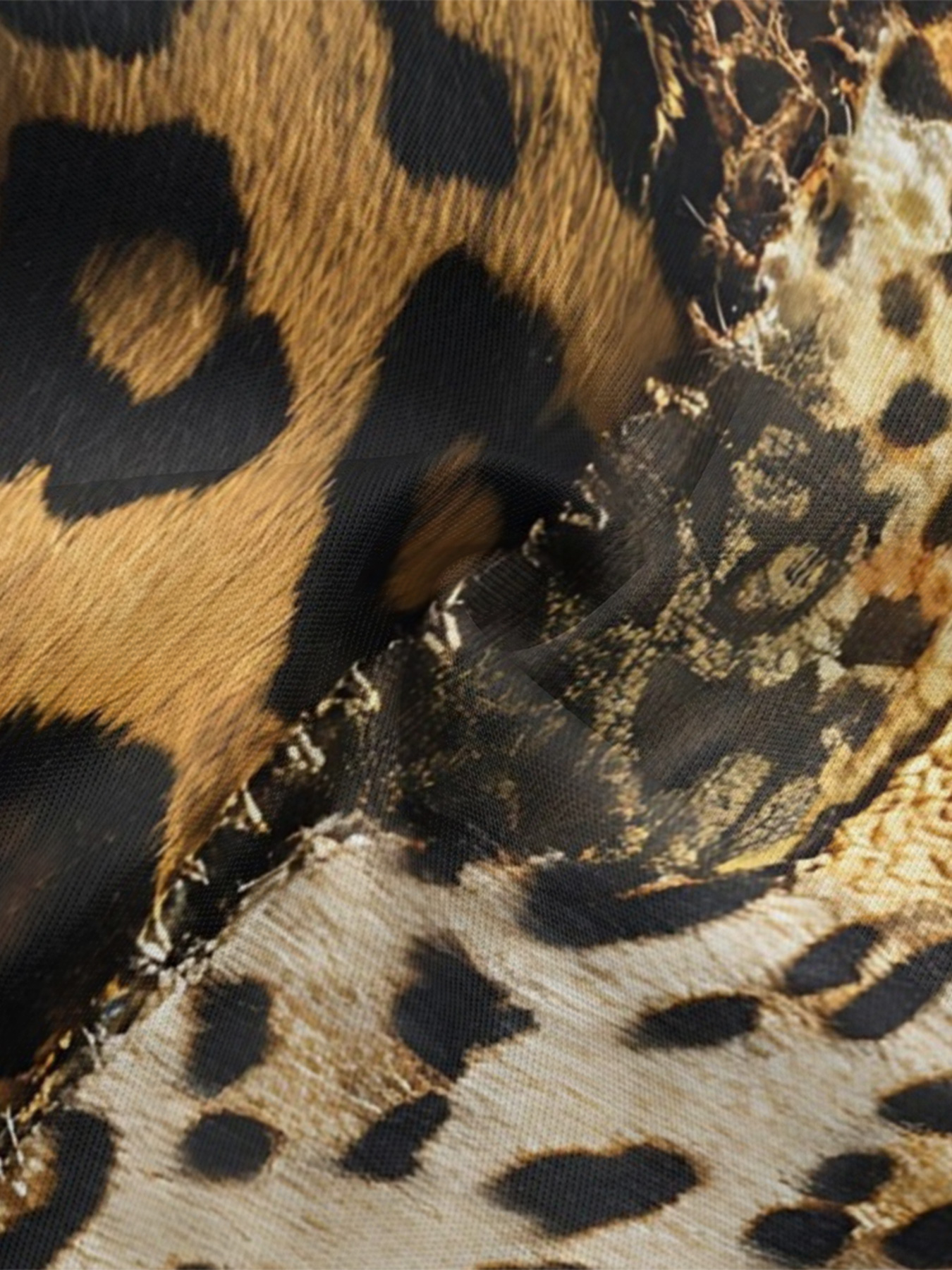 Leopard Patchwork Flare Sleeve Bodycon Midi Dress