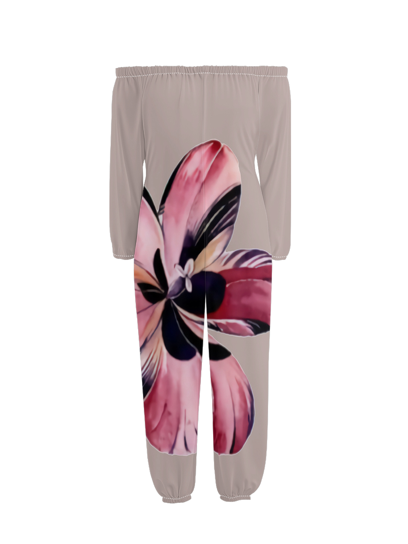 Blush Abstract Floral Off-Shoulder Jumpsuit