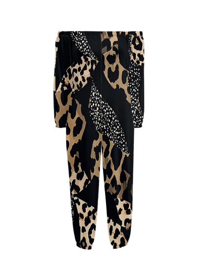 Leopard & Dalmatian Print Off-Shoulder Jumpsuit