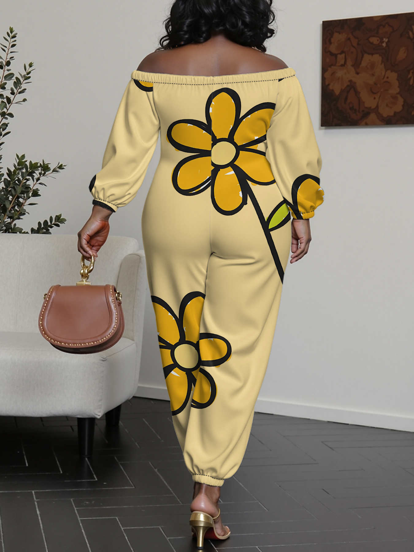Buttercup Yellow Floral Off-Shoulder Jumpsuit