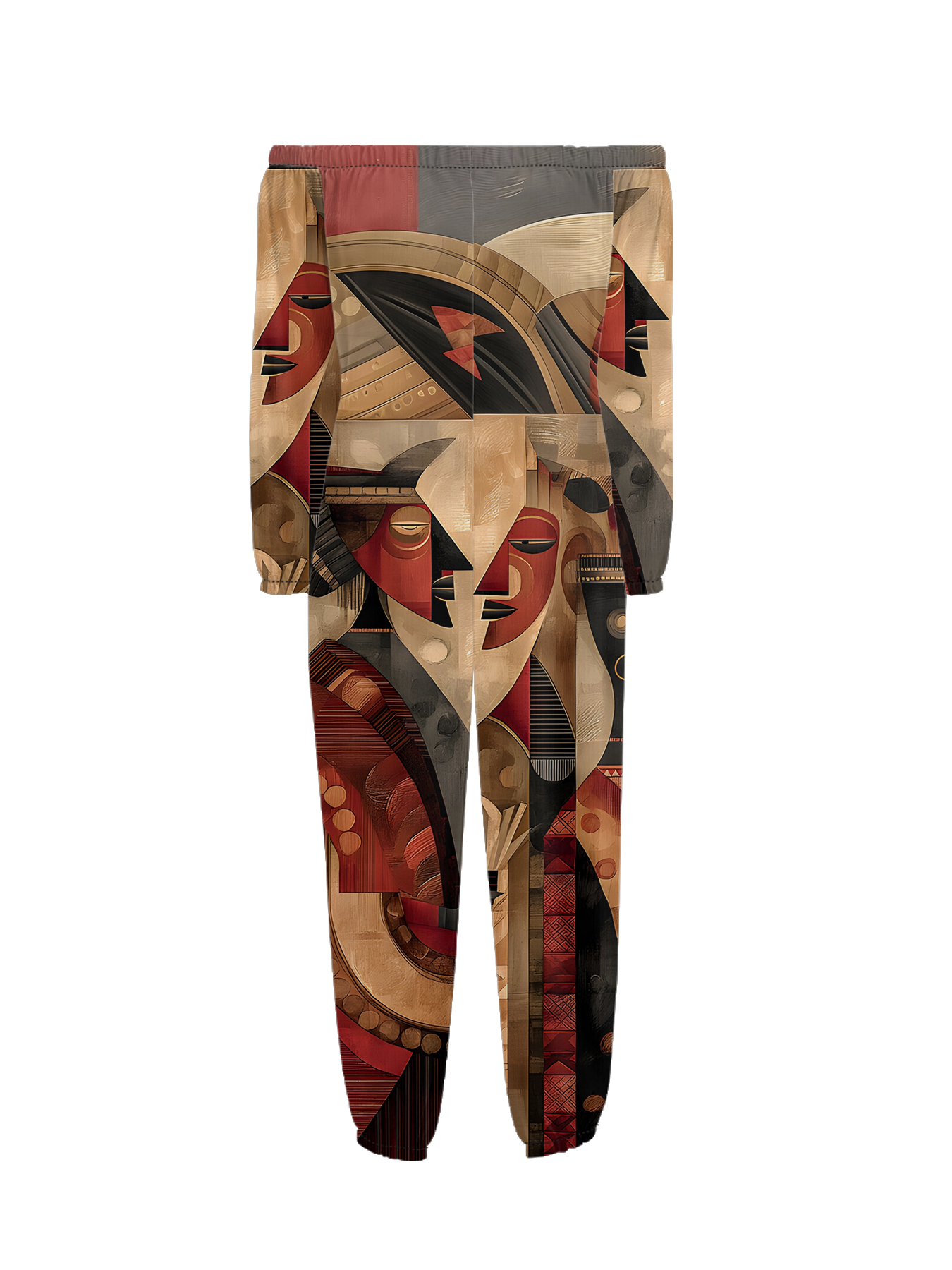 African Cubist Art Off-Shoulder Jumpsuit