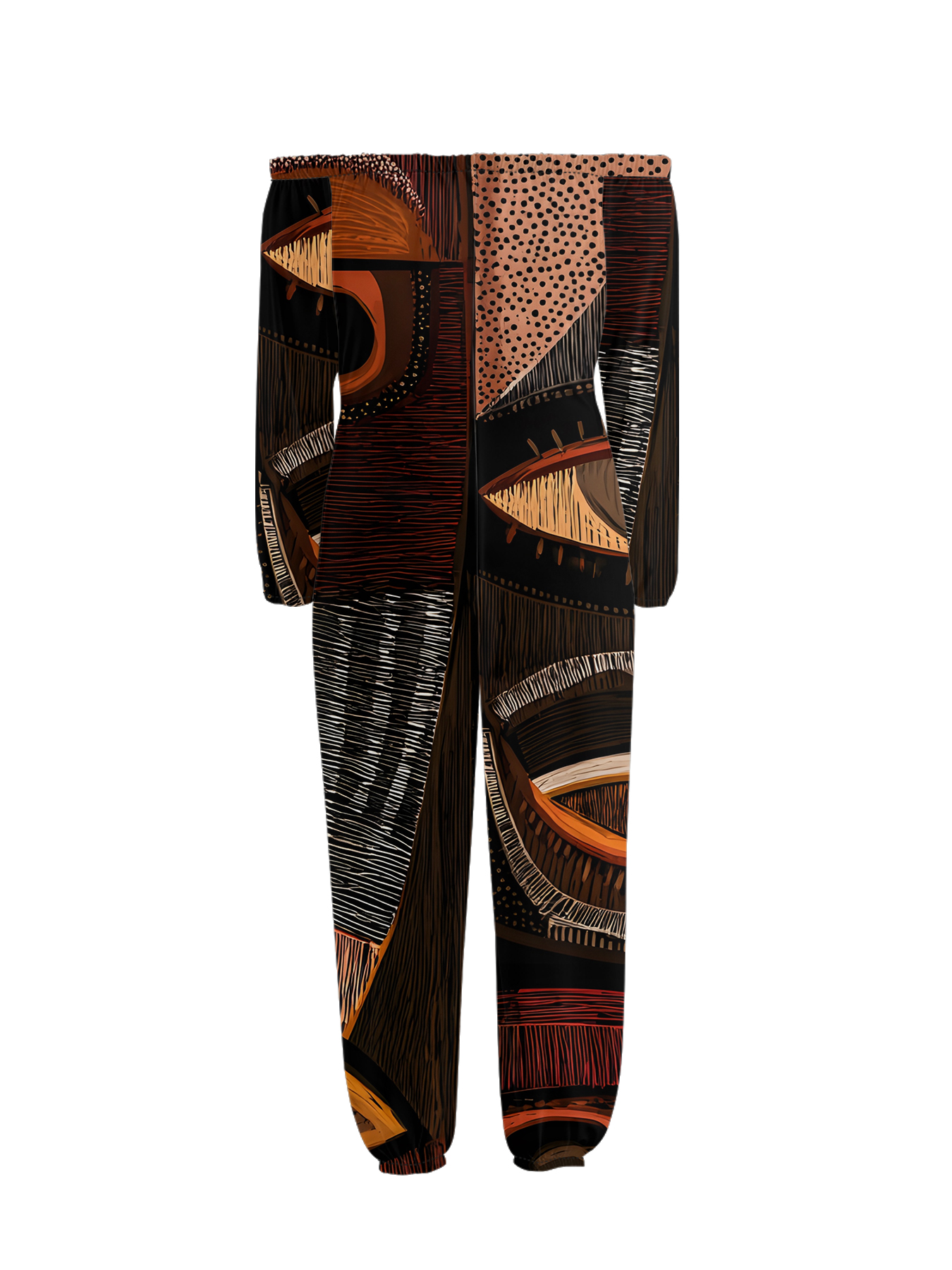 African Eye Art Off-Shoulder Jumpsuit