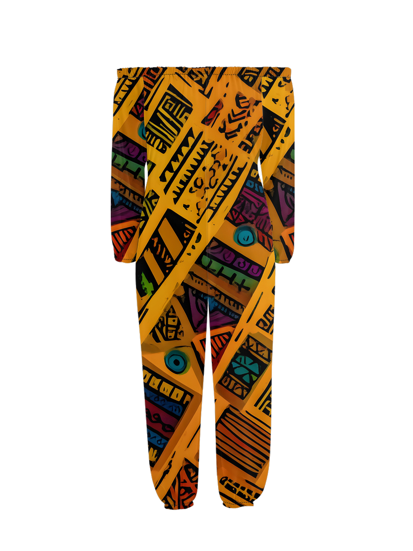 Vibrant African Tribal Print Off-Shoulder Jumpsuit